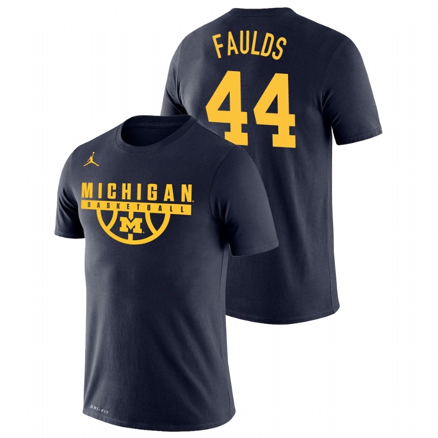 Michigan Wolverines Men's NCAA Jaron Faulds #44 Navy Drop Legend College Basketball T-Shirt SEO4749FW